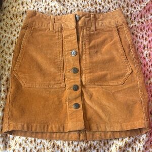 wild fable Corduroy Button-Front Mini Skirt in Mustard Yellow